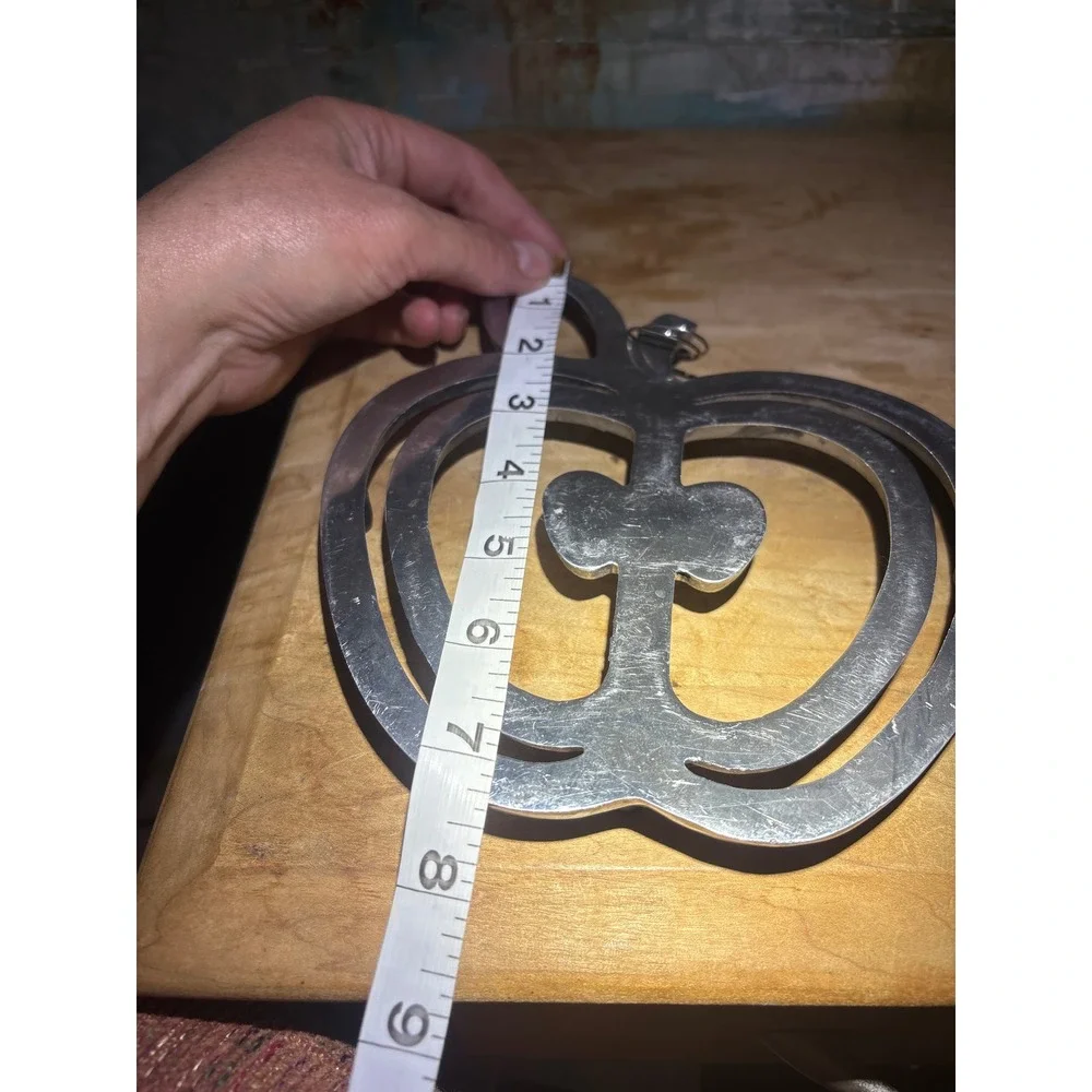 Vintage Copco Cast Aluminum Apple Trivet Silver Mid Century Modern Kitchen Decor